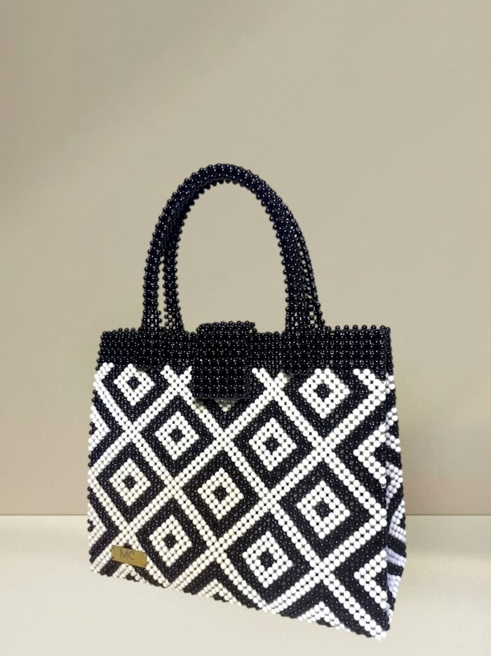 Tribal Black and white Beaded bag - IMG2-01